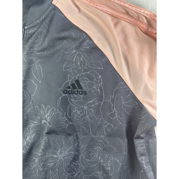 Adidas Embossed Print Track Jacket Full Zip Climalite Women's Black Pink size XL - Picture 4 of 10